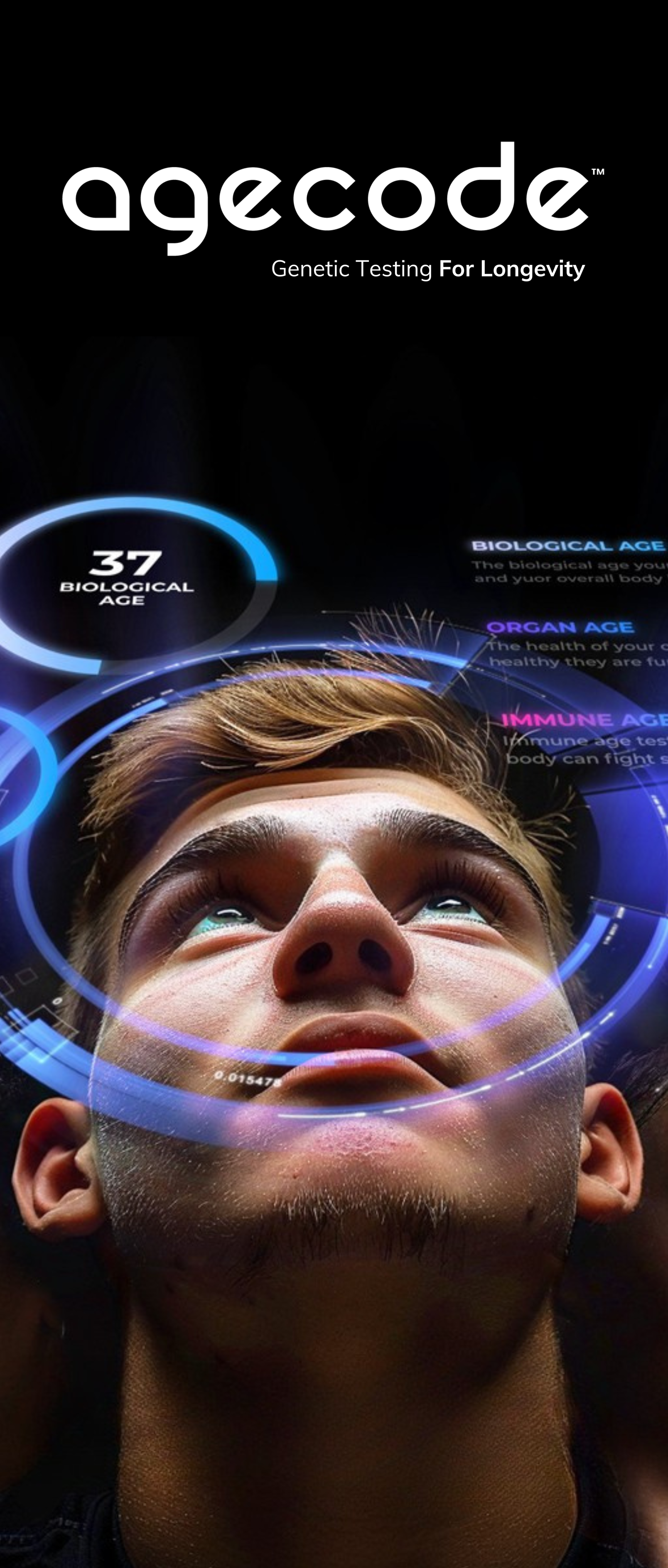 AgeCode visual showing biological age overlays.